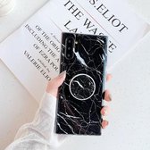 TPU Smooth Marbled IMD mobiele telefoonhoes met opvouwbare beugel voor Galaxy Note 10+ (zwart A30)