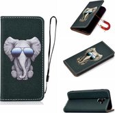 Voor Galaxy A6 + (2018) 3D Schilderen Horizontale Flip Leren Case met Houder & Kaartsleuf & Portemonnee & Lanyard (Olifant)