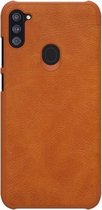 Voor Galaxy A41 NILLKIN QIN Series Crazy Horse Texture Horizontale Flip lederen tas met kaartsleuf (bruin)