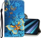 Voor Sony Xperia XZ5 3D Gekleurde Tekening Horizontale Flip PU Lederen Case met Houder & Kaartsleuven & Portemonnee (Jade Vlinder)