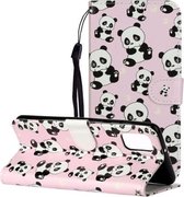 Voor Samsung Galaxy A02s Olie Reliëf Gekleurde Tekening Patroon Horizontale Flip PU Lederen Case met Houder & Kaartsleuven & Portemonnee (Panda's)