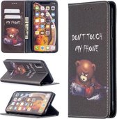 Gekleurde tekening patroon onzichtbare magnetische horizontale flip PU lederen tas met houder & kaartsleuven & portemonnee voor iPhone XS Max (beer)
