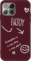 Geniet van Smiley Heart Pattern Shockproof TPU Case voor iPhone 12 Pro Max (wijnrood)