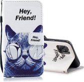 Voor iPhone 11 Pro Max horizontale lederen flip-hoes met houder en kaartsleuven en portemonnee (Cool Cat)