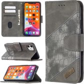 Voor iPhone 11 Bijpassende kleur Krokodiltextuur Horizontale flip PU lederen tas met portemonnee & houder & kaartsleuven (grijs)