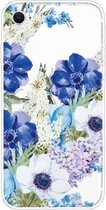 Voor iPhone SE 2020/8/7 patroon TPU beschermhoes (blauwe en witte rozen)