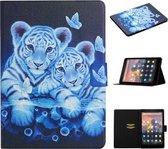 Voor Amazon Kindle Fire HD10 (2017) Gekleurd tekeningpatroon Horizontale flip lederen tas met houder & kaartsleuven & slaap- / wekfunctie (tijger)