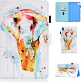 Voor Huawei MediaPad M6 10.8 Gekleurde Tekening Stiksels Horizontale Flip Leren Case, met Houder & Kaartsleuven (Aquarel Olifant)