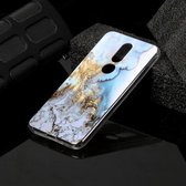 Voor Nokia 7.1 Marble Pattern Soft TPU beschermhoes (zeeblauw)