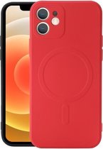 Vloeibare siliconen volledige dekking schokbestendige Magsafe-hoes voor iPhone 12 (rood)