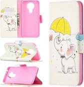 Voor Nokia 3.4 Gekleurde tekening patroon Horizontale flip lederen tas met houder & kaartsleuven & portemonnee (olifant)