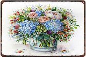 Retro Muur Decoratie uit Metaal Allerlei Bloemen 20x30cm DU-8887