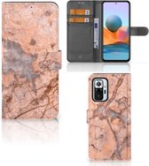 Wallet Book Case Xiaomi Redmi Note 10 Pro Telefoon Hoesje Marmer Oranje