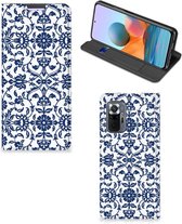 Book Case Xiaomi Redmi Note 10 Pro Telefoon Hoesje Flower Blue