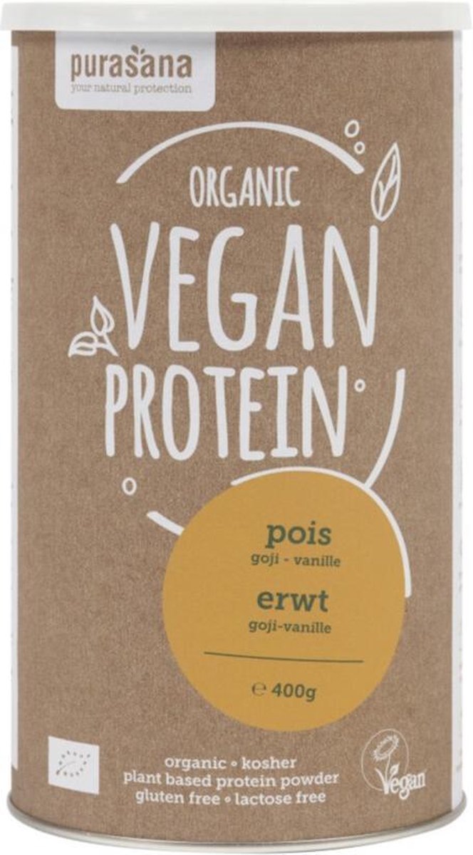 Purasana Vegan Proteine Erwt Goji-Vanille Bio 400 gr
