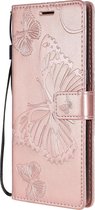 OPPO Reno 4 Hoesje - Mobigear - Butterfly Serie - Kunstlederen Bookcase - Roségoud - Hoesje Geschikt Voor OPPO Reno 4