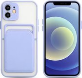 Skin Feel TPU + Frosted Translucent PC Schokbestendige beschermhoes met kaartsleuf voor iPhone 11 Pro Max (paars)