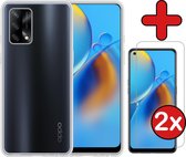 Oppo A74 4G Hoesje Siliconen Case Transparant Cover Met 2x Screenprotector - Oppo A74 4G Hoesje Cover Hoes Siliconen Met 2x Screenprotector - Transparant