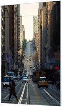 Wandpaneel San Francisco straatbeeld  | 140 x 210  CM | Zilver frame | Wandgeschroefd (19 mm)