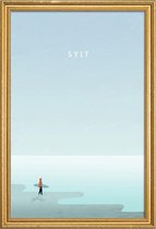 JUNIQE - Poster met houten lijst Sylt - retro -20x30 /Blauw