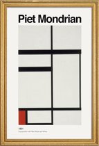 JUNIQE - Poster in houten lijst Mondrian - Composition with Red, Black