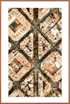 JUNIQE - Poster met kunststof lijst Luchtfoto Barcelona -40x60 /Bruin