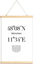 JUNIQE - Posterhanger Coördinaten München -30x45 /Wit & Zwart