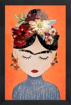 JUNIQE - Poster in houten lijst Frida Orange -60x90 /Oranje