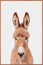 JUNIQE - Poster met kunststof lijst Donkey -30x45 /Bruin & Ivoor