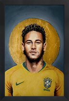 JUNIQE - Poster met houten lijst Football Icon -Neymar -20x30