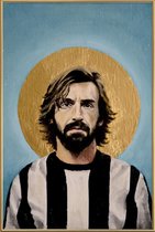 JUNIQE - Poster met kunststof lijst Football Icon - Andrea Pirlo
