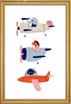 JUNIQE - Poster met houten lijst Aeroplane Race II -13x18 /Kleurrijk