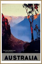 JUNIQE - Poster met kunststof lijst australia1 -13x18 /Blauw & Bruin