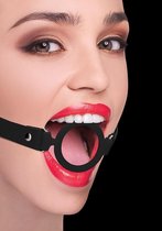 Silicone Ring Gag - With Leather Straps - Black - Bondage Toys - Gags