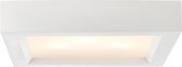 BRILLIANT lamp, Pilan wand- en plafondlamp 45x45cm wit, gips/metaal, 3x A60, E27, 25W, normale lampen (niet meegeleverd), A++