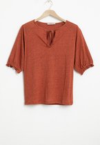 Sissy-Boy - Rood linnen T-shirt met pofmouwen