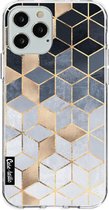 Casetastic Apple iPhone 12 / iPhone 12 Pro Hoesje - Softcover Hoesje met Design - Soft Blue Gradient Cubes Print
