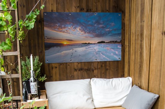 Affiche de jardin Ciel coloré sur Pamukkale en Turquie 120x80 cm - Toile de jardin / Toile d'extérieur / Peintures pour l'extérieur (décoration de jardin)