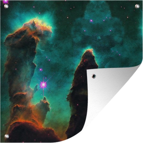 Tuinposters Gasachtige pilaren in nebula - 50x50 cm