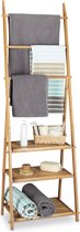handdoekrek bamboe - inklapbaar - 152 x 53 x 31 cm - 3 planken- 4 haakjes - badkamer