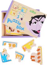 Houten puzzelbox van SESAMSTRAAT - 5 puzzels - Kinderpuzzel vanaf 1 jaar