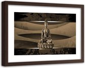 Foto in frame ,Boeddha in abstracte woestijn , 120x80cm , Bruin , Premium print