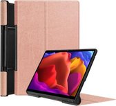 Voor Lenovo Yoga Pad Pro 13 inch YF K606F Custer Textuur Horizontale Flip PU Lederen Case met Houder (Rose Goud)