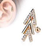 Piercing micro gemmed pijl rose gold plated
