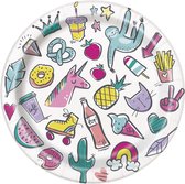 Unique Feestborden Birthday Icons 18 Cm Wit 8 Stuks