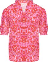 Floral Pofmouw Top Pink