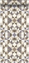 Origin behang kubisme bruin en beige - 346909 - 53 cm x 10,05 m