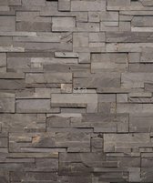 ESTAhome fotobehang kops hout compositie grijs - 158208 - 232,5 cm x 2,79 m