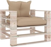 Medina Tuinbank met beige kussens pallet grenenhout