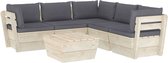 Medina 6-delige Loungeset met kussens pallet vurenhout